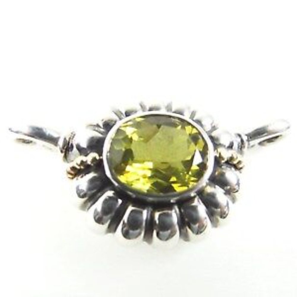 LAGOS Gorgeous Sterling Silver 18k Gold Lemon Topaz Pendant & Chain Necklace